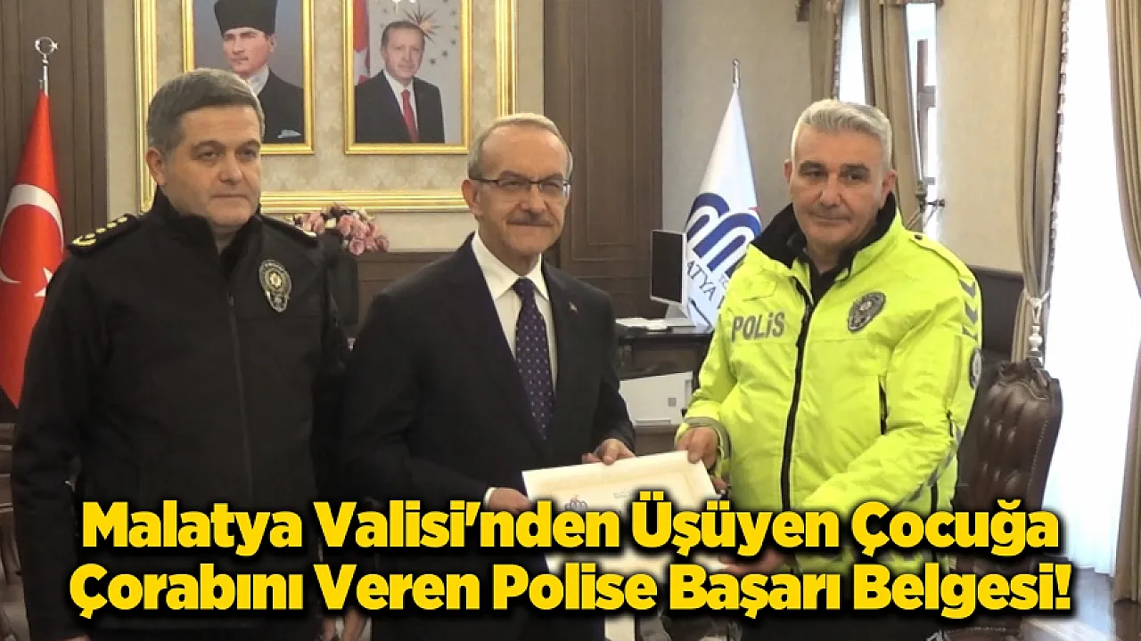 Vali Yavuz'dan Çorabını Çocuğa Giydiren Polise Başarı Belgesi Verildi!