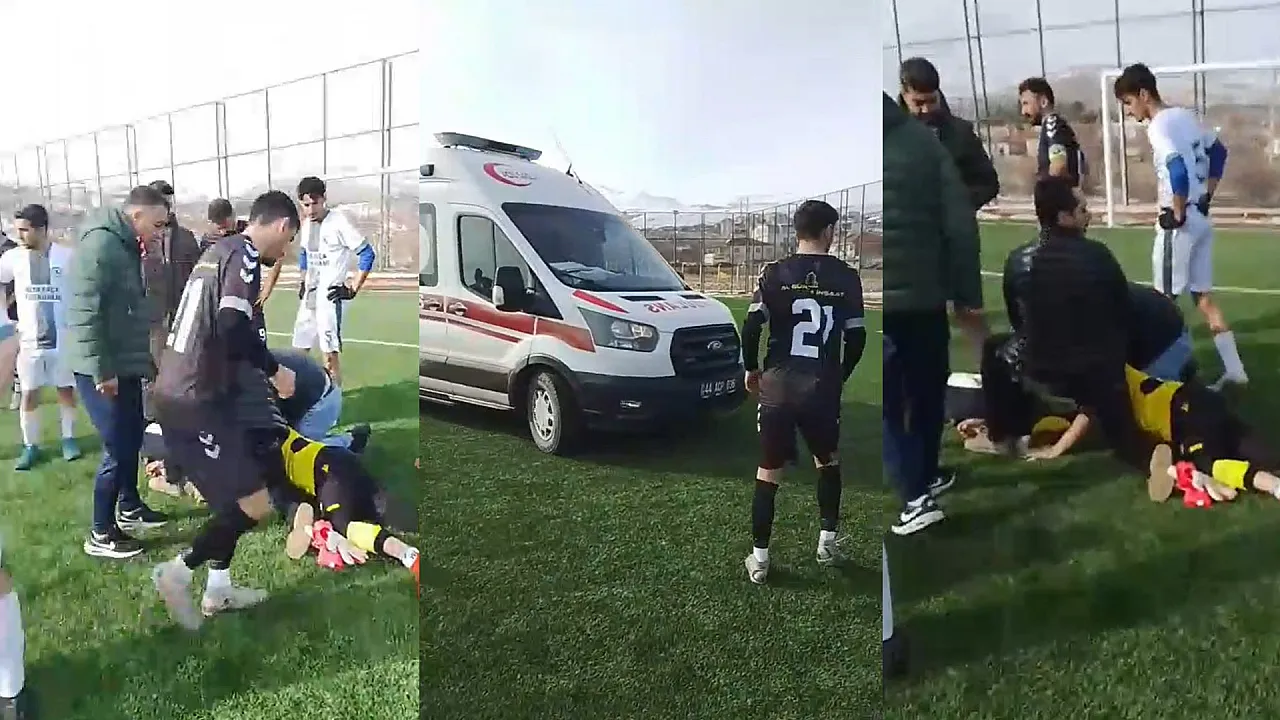 Malatya'da Korkutan Dakikalar! Sahada Dili Boğazına Kaçan Kaleci Hastaneye Kaldırıldı