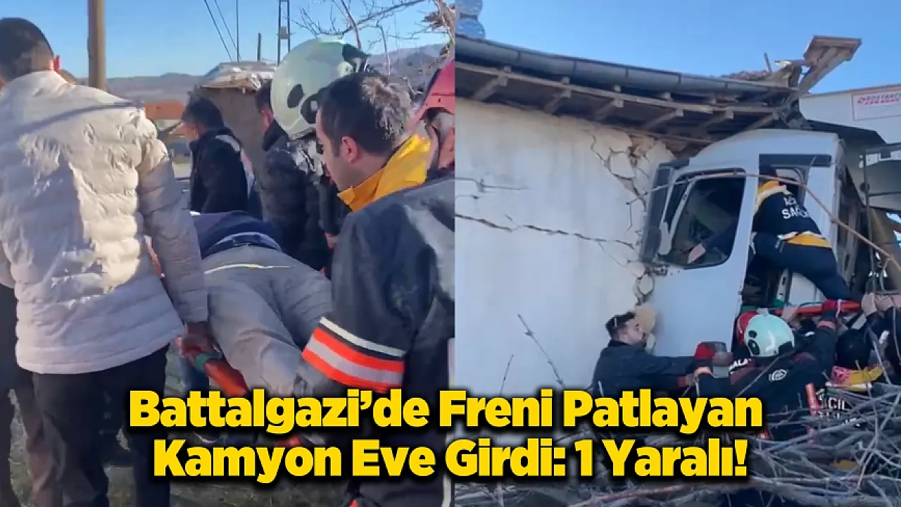 Battalgazi'de Freni Patlayan Kamyon Dehşet Saçtı: Sürücü Yaralandı!