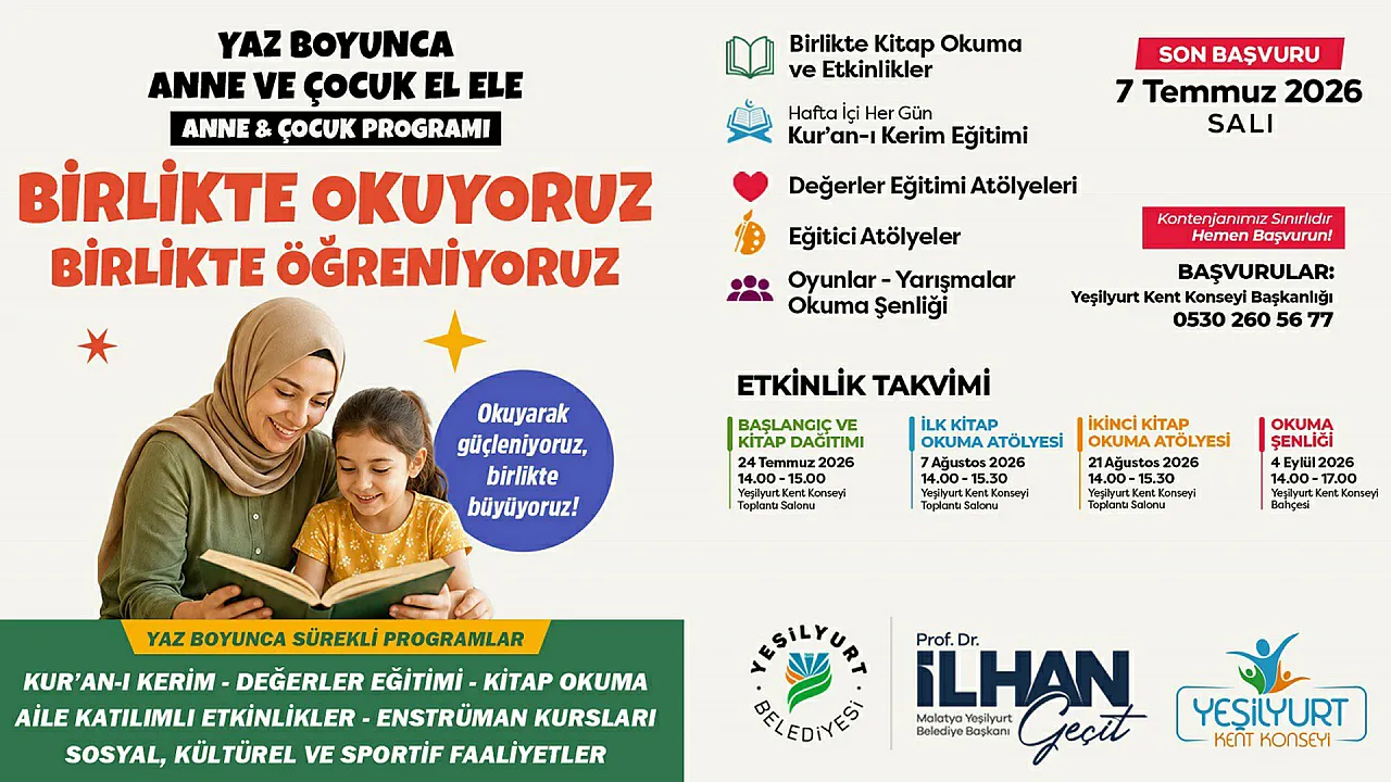 Malatya'da Çocuklar İçin Yaz Programı! Kayıtlar Başladı