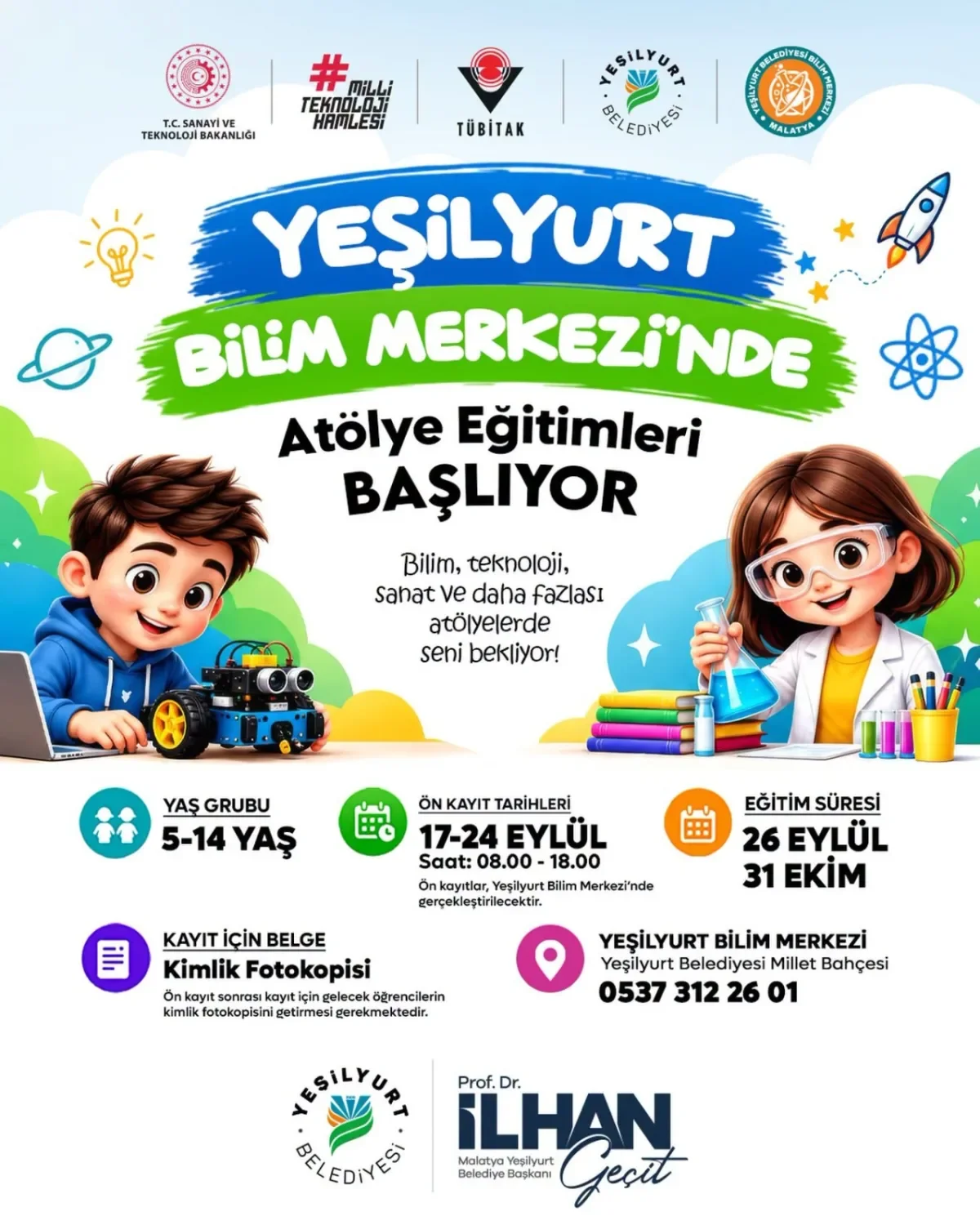 YEŞİLYURT BİLİM MERKEZİ ATÖLYE EĞİTİMLERİNİN KAYITLARI BAŞLADI