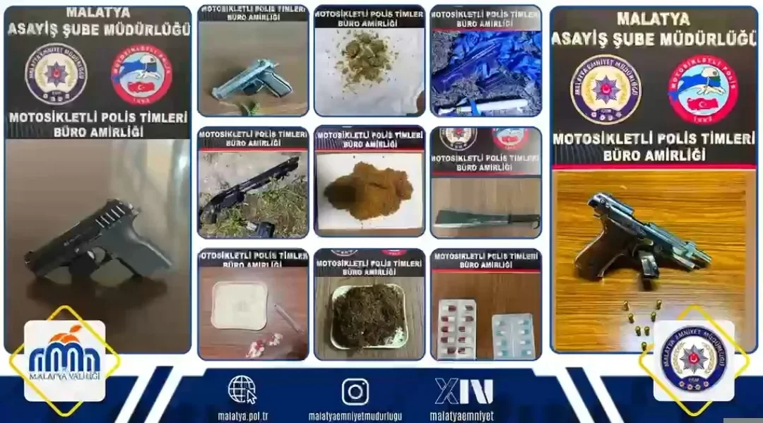 Malatya'da Yunus Polislerinden Uyuşturucu ve Silah Operasyonu: 45 Şüpheliye Yasal İşlem