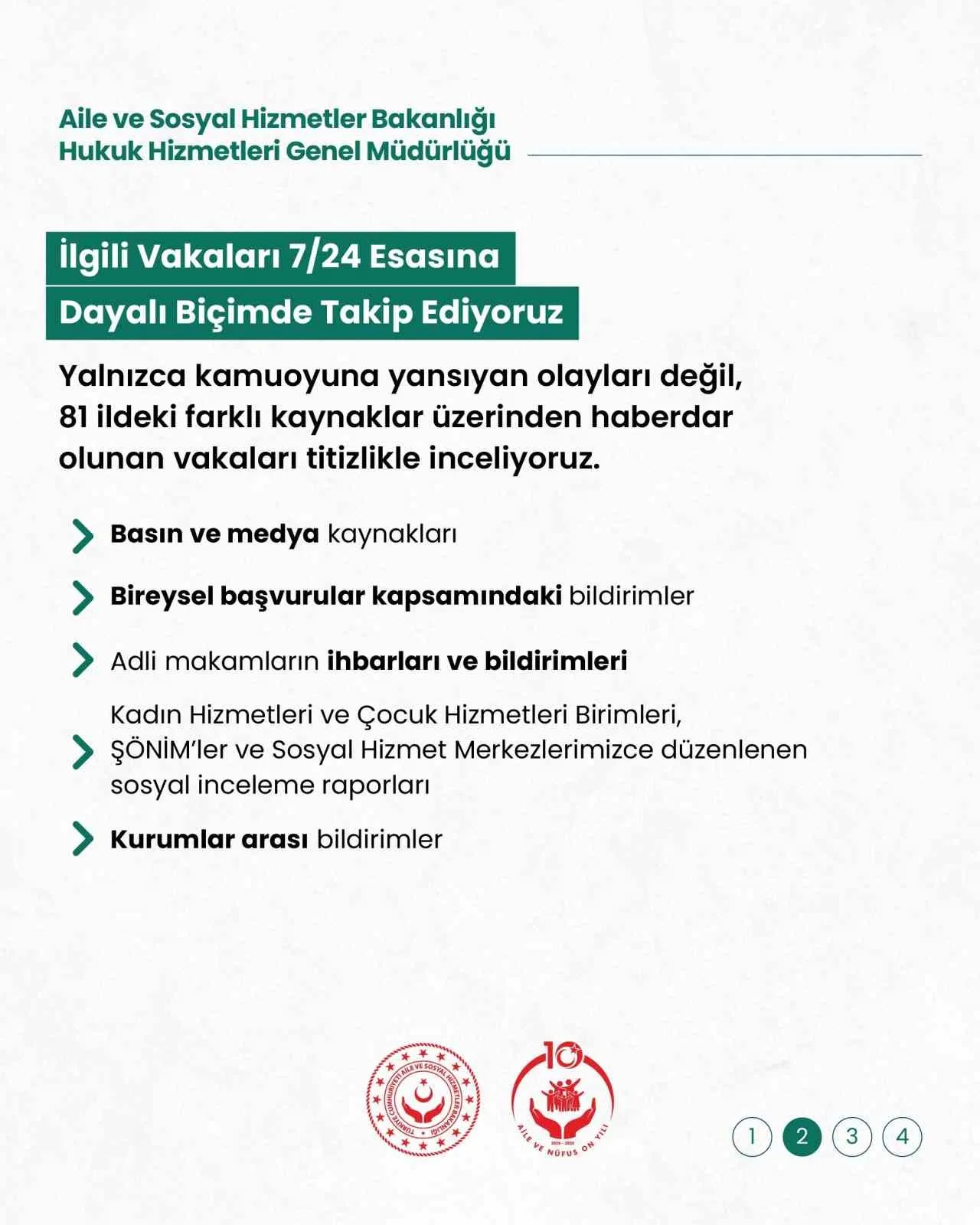 Aile ve Sosyal Hizmetler Bakanlığından şiddet mağdurları için hukuki koruma vurgusu
