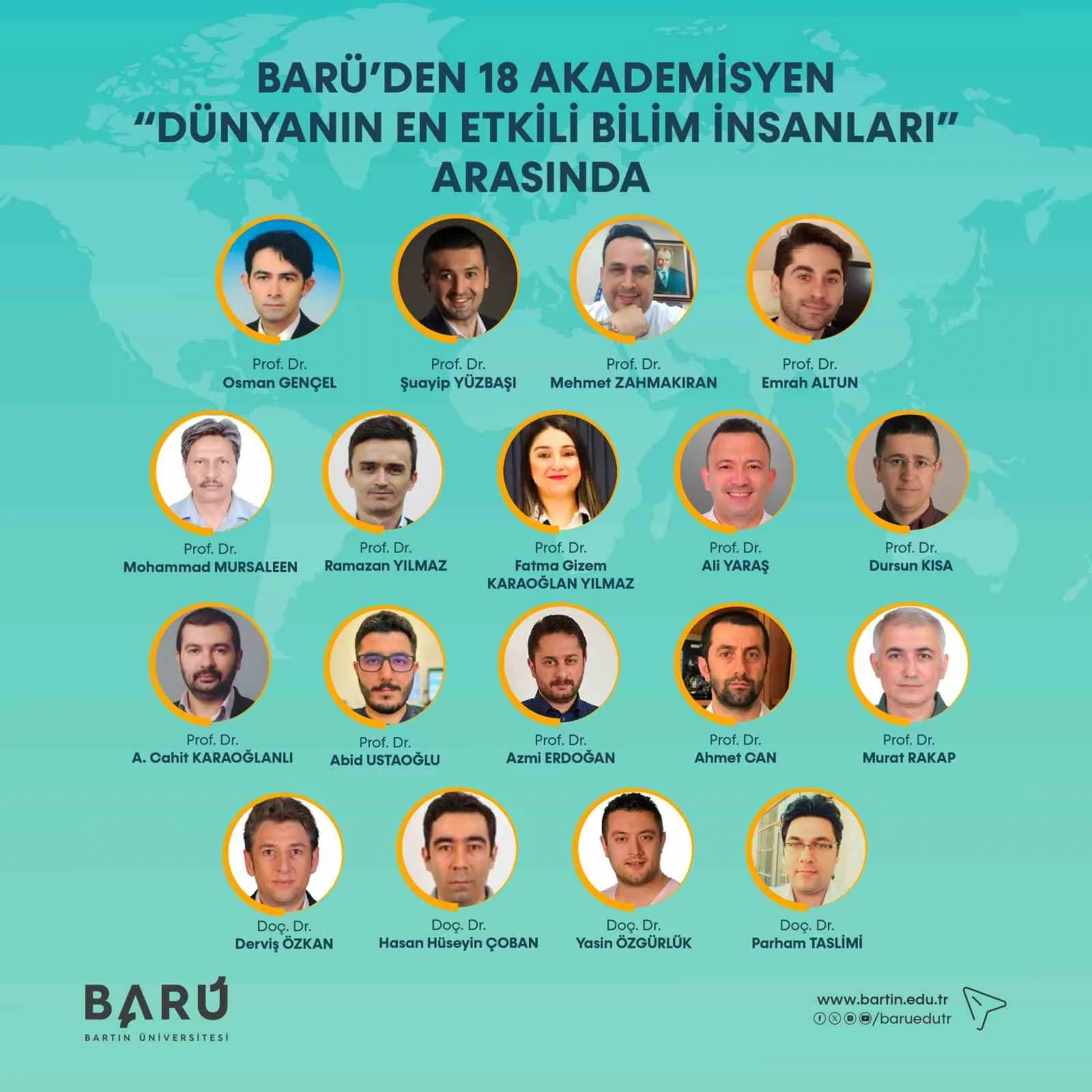 BARÜ’nün 18 akademisyeni dünyanın en etkili bilim insanları arasında