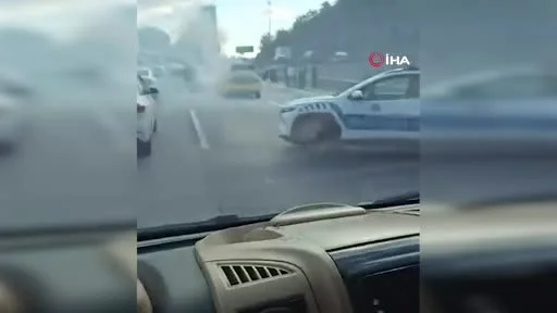 TEM otoyolunda seyir halindeki takside yangın çıktı