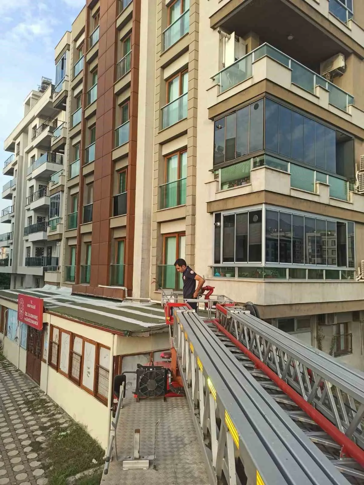 Payas’ta balkon boşluğunda mahsur kalan güvercin kurtarıldı