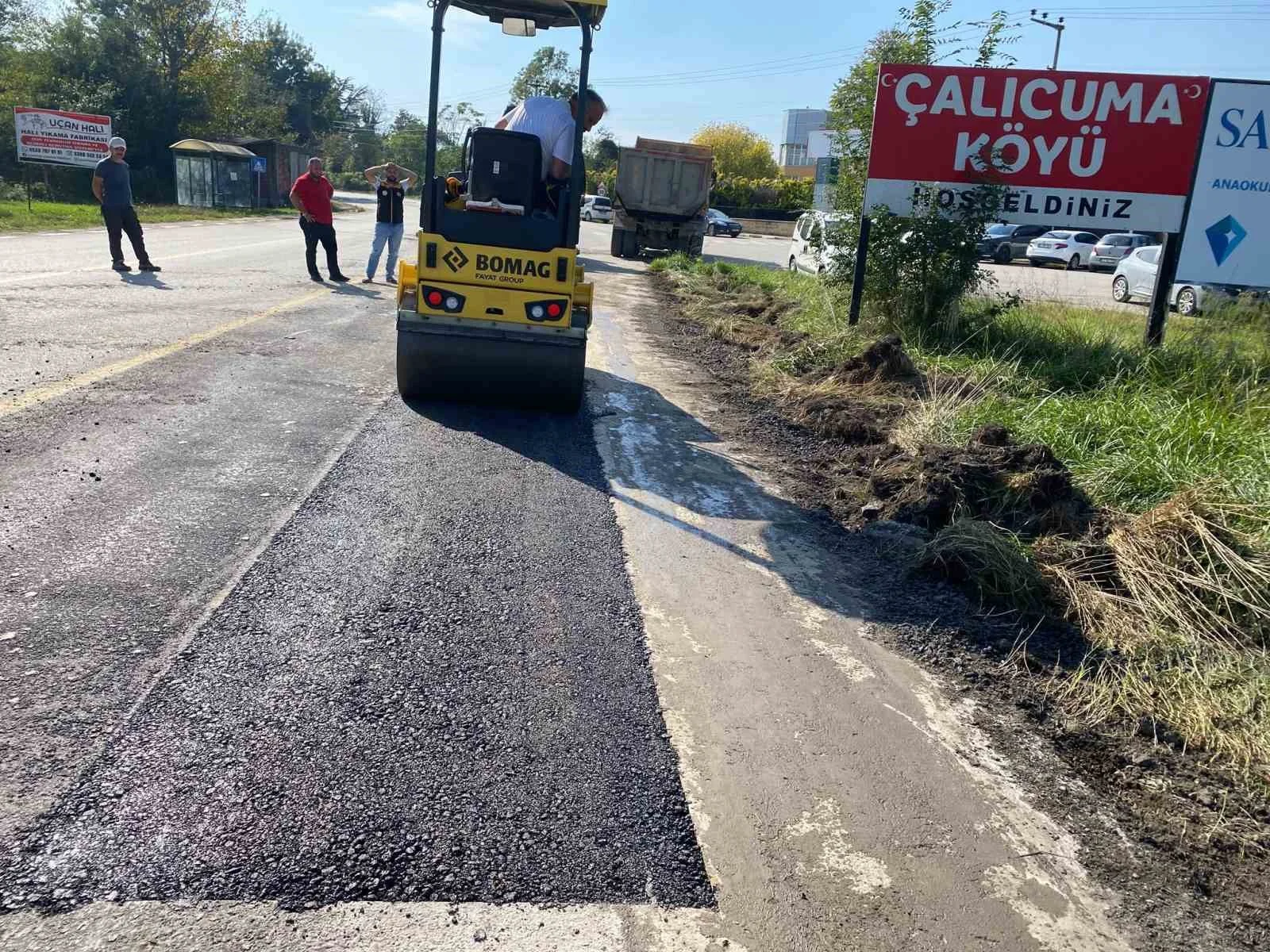 Çalıcuma köyünde asfalt yama çalışmaları tamamlandı